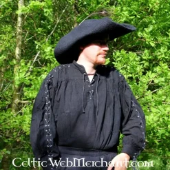 Leonardo Carbone Chemise Pirate Avec Des Lacets, Noir