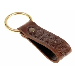 Porte En Cuir Celtique Avec Anneau, Brun