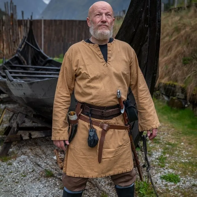 Leonardo Carbone Tunique Historique Avec Doublure Authentique, Marron Miel â Image 6