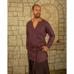 Mytholon Tunique Viking Tronde, Motif à Chevrons, Rouge