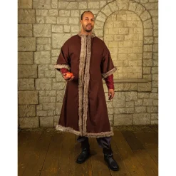 Mytholon Viking Caftan Avec De La Fourrure, Brun